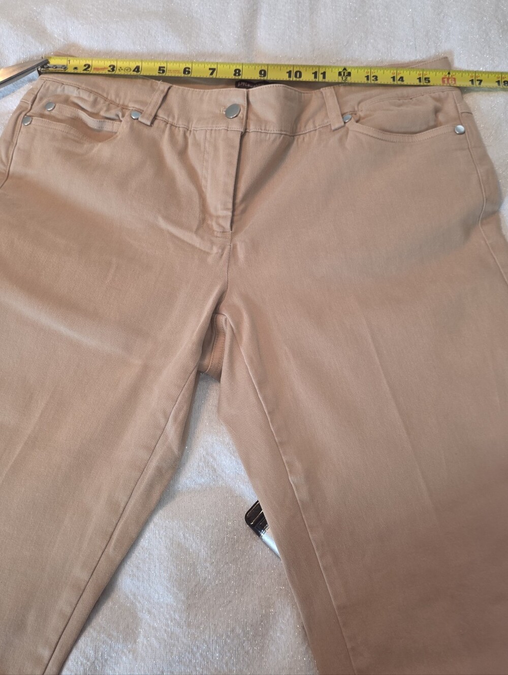 J.McLaughlin Lexi Jeans Raw Beige Tan Slim Leg 4-Way Stretch Career Travel 10 - Picture 5 of 12
